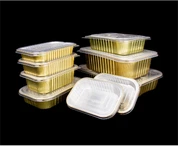 ایلومینیم فوائل اسکوائر لنچ باکس برائے ہوم ٹیک وے پیکیجنگ اعلی درجہ حرارت مزاحم